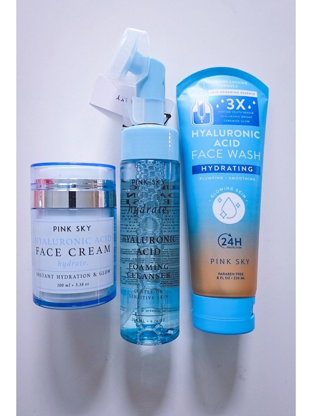 Hyaluronic Acid Skincare Set Face Wash Cleanser Cream Hydrating Routine Glow Ski